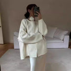 Women's Elegant Oversized Jacket with Voluminous Collar
