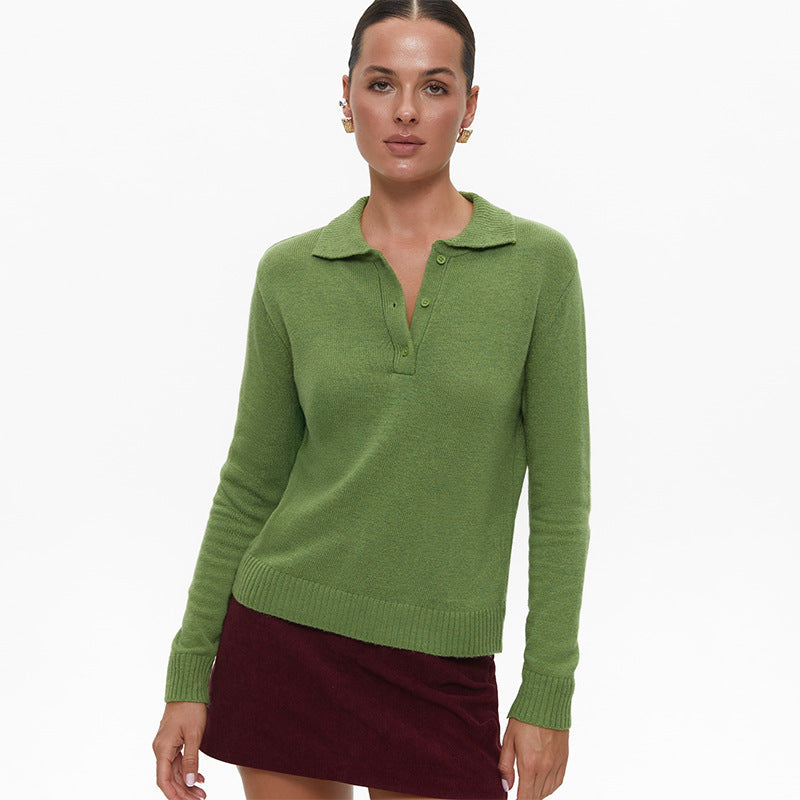 Women's Elegant Knit Sweater with Collar