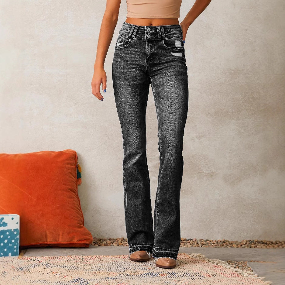 Women's Vintage-Style High-Waisted Flared Jeans
