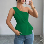 Asymmetric Draped Peplum Top