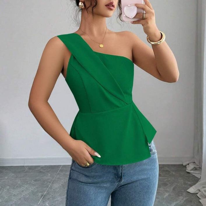 Asymmetric Draped Peplum Top