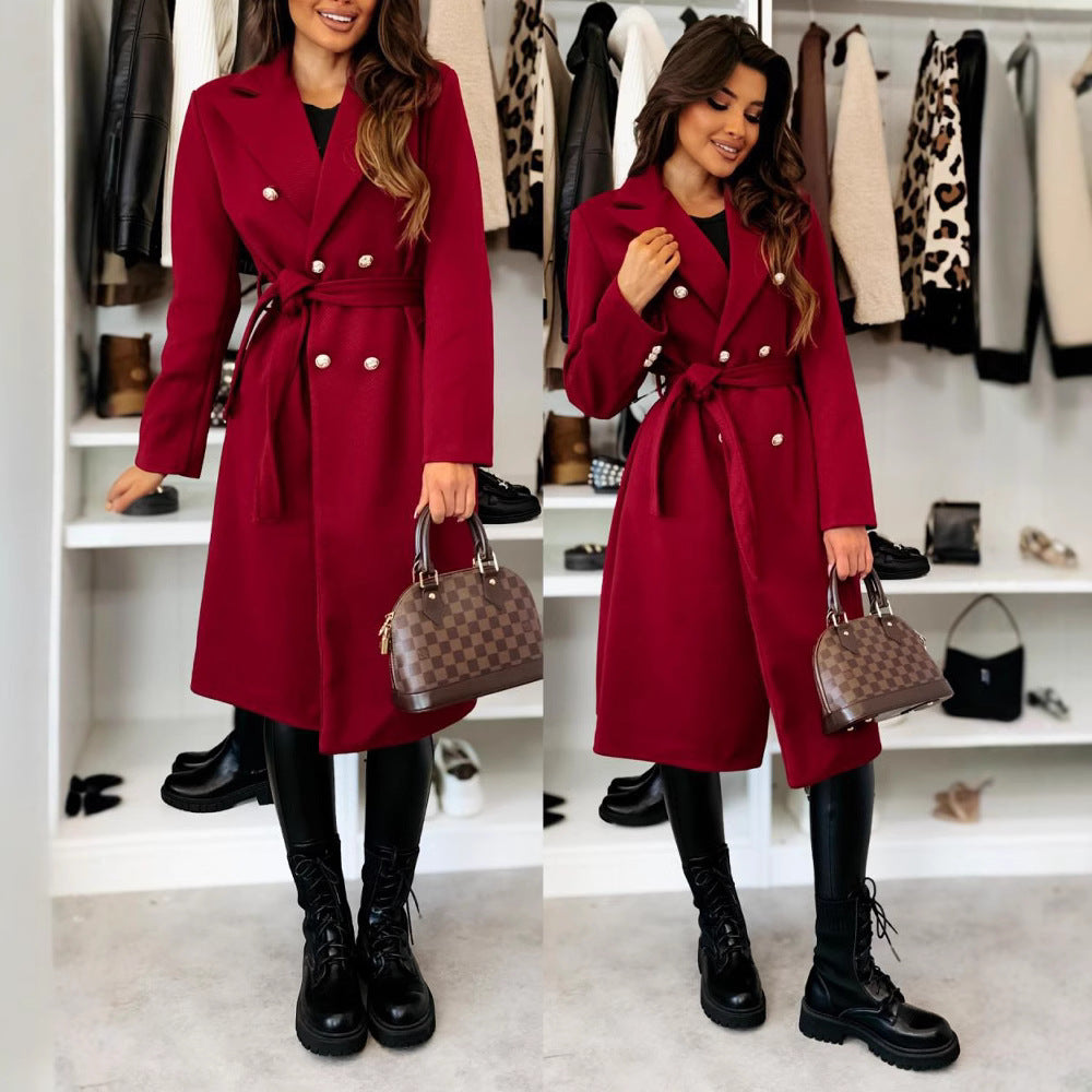 Elegant Double-Breasted Trench Coat with Belt