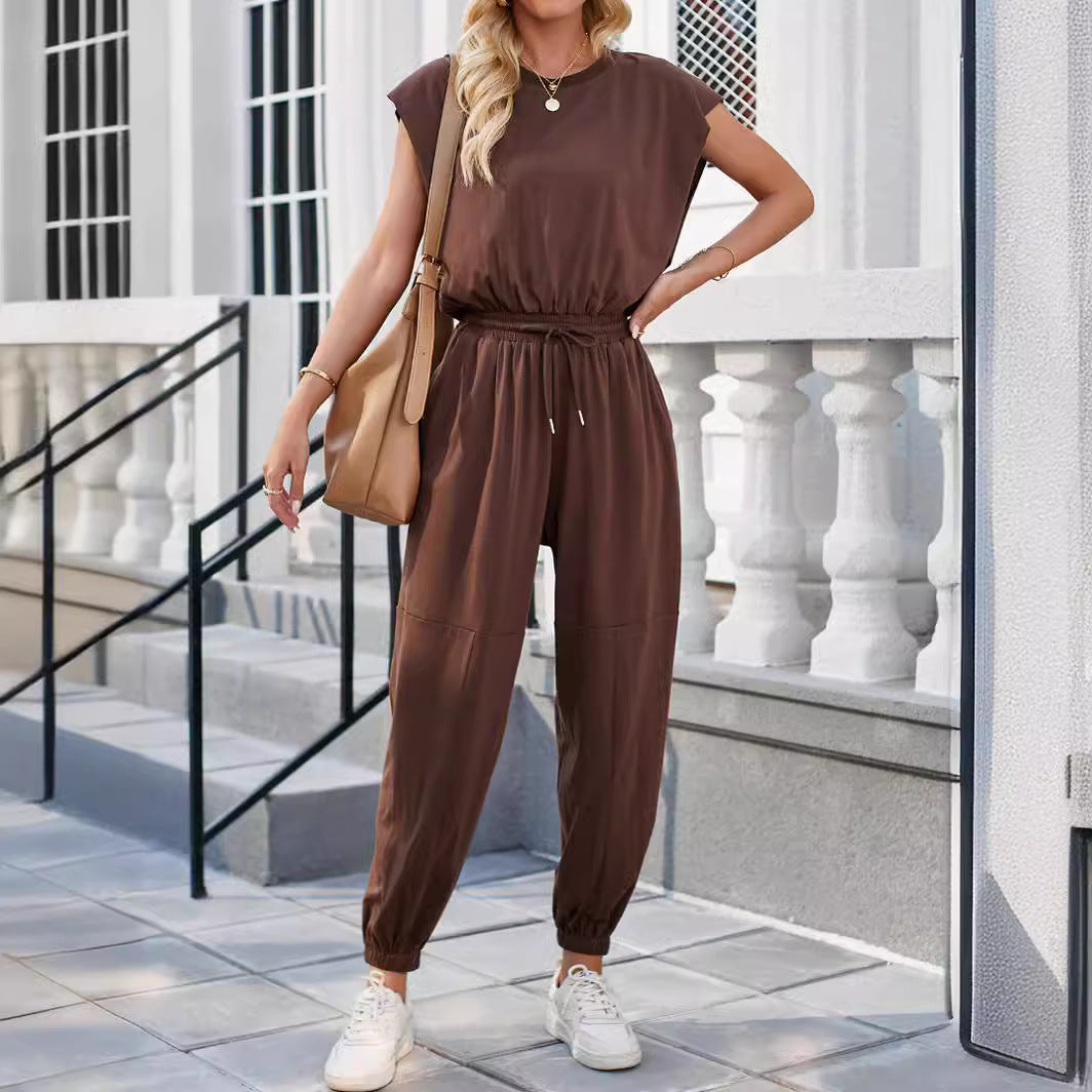 Women's Casual Sweat Set with Wide Silhouette and Elastic Waistband