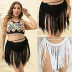 Women's Trendy Crochet Mini Skirt with Fringe