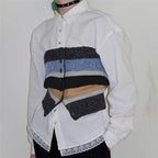 Women's Striped Bandeau Top with Decorative Buttons