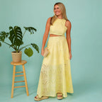 Women's Elegant Two-Piece Eyelet Set