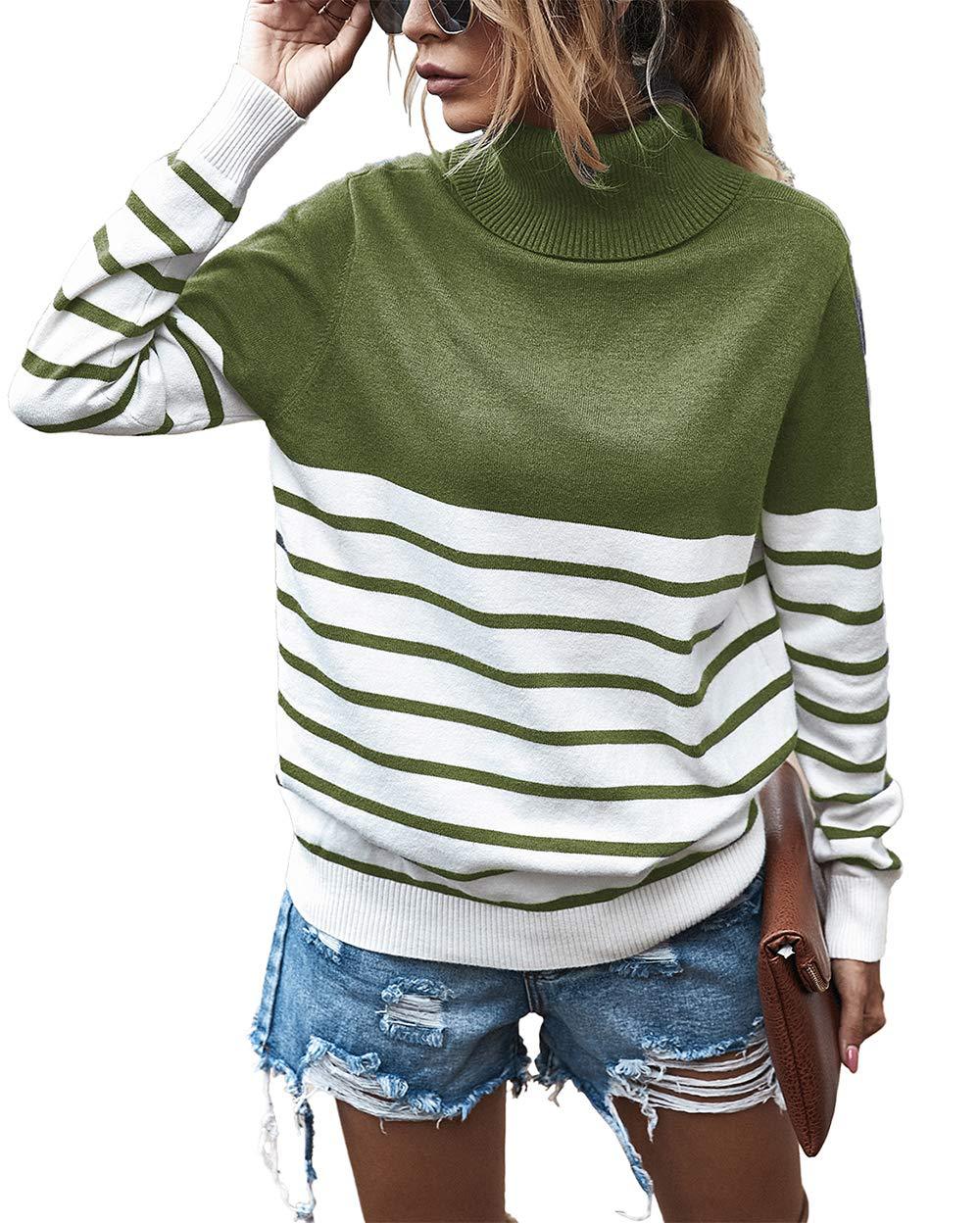 Women's Cozy Striped Turtleneck Sweater