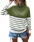 Women's Cozy Striped Turtleneck Sweater