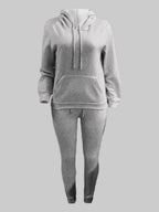 Men's casual jogging suit set with hoodie kangaroo pocket and tapered jogging pants