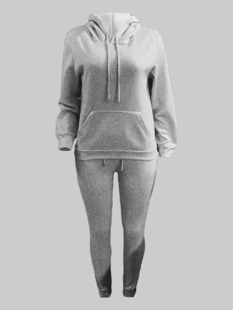 Men's casual jogging suit set with hoodie kangaroo pocket and tapered jogging pants