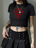 Women's Crop T-Shirt with Creative Comic Motif