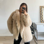Women's Elegant Faux Fur Jacket with Soft Collar
