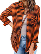 Women's Plaid Shirt with Casual Cut and Chest Pocket