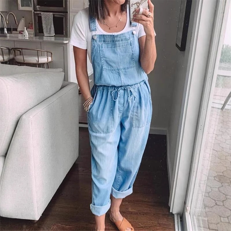 Women's Denim Overalls with Adjustable Straps
