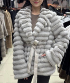 Women's Fluffy Bouclé Cardigan with Tie Belt