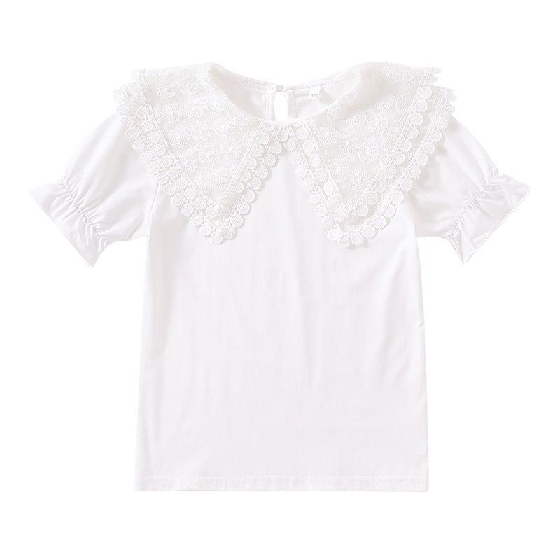 Women's Blouse with Voluminous Collar and Casual Puff Sleeves