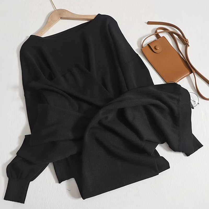 Casual Knit Suit Set with Wide Cut