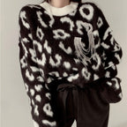 Women's Fluffy Leopard Print Sweater