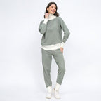 Women's Comfortable Knit Loungewear Set with High Collar and Elastic Cuffs