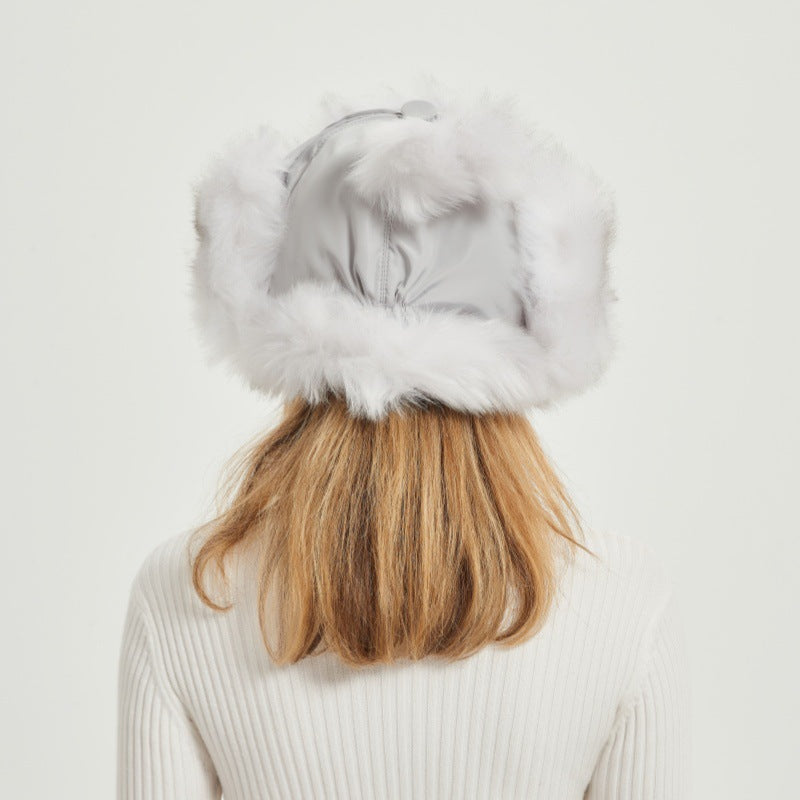 Fluffy Winter Hat with Animal Ears and Voluminous Design