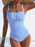 Women's Ribbed Swimsuit with Ruching