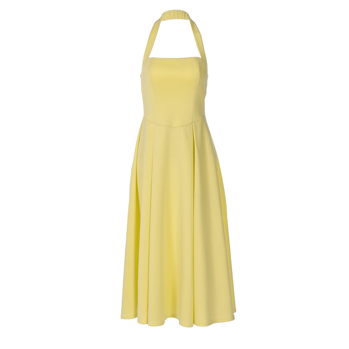 Women's Maxi Dress with Square Neckline and Waist Tie