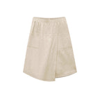 Women's Knee-Length Wrap Skirt with Elastic Waist and Pockets