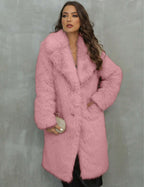 Women's Comfortable Faux Fur Coat with Luxurious Lapel