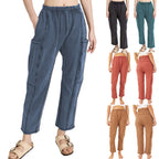 Women's Comfortable Casual Pants with Side Pockets and Elastic Waistband