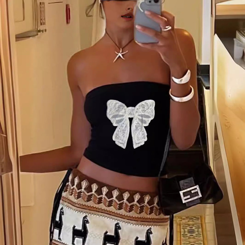 Women's Bandeau Top with Bold Statement Print