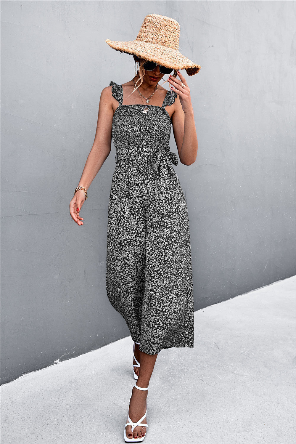 Women's Floral Jumpsuit with Adjustable Straps