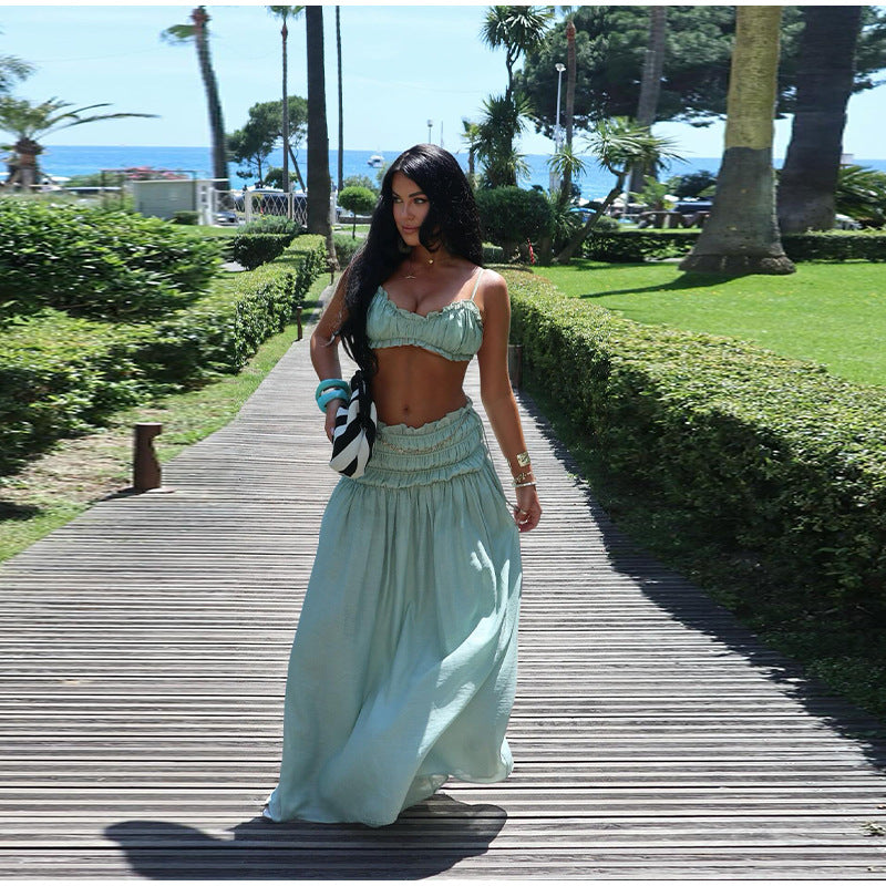 Women's Airy Two-Piece Set with Ruffle Details