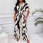 Women's Jumpsuit with Wide Sleeves and Elegant Belt