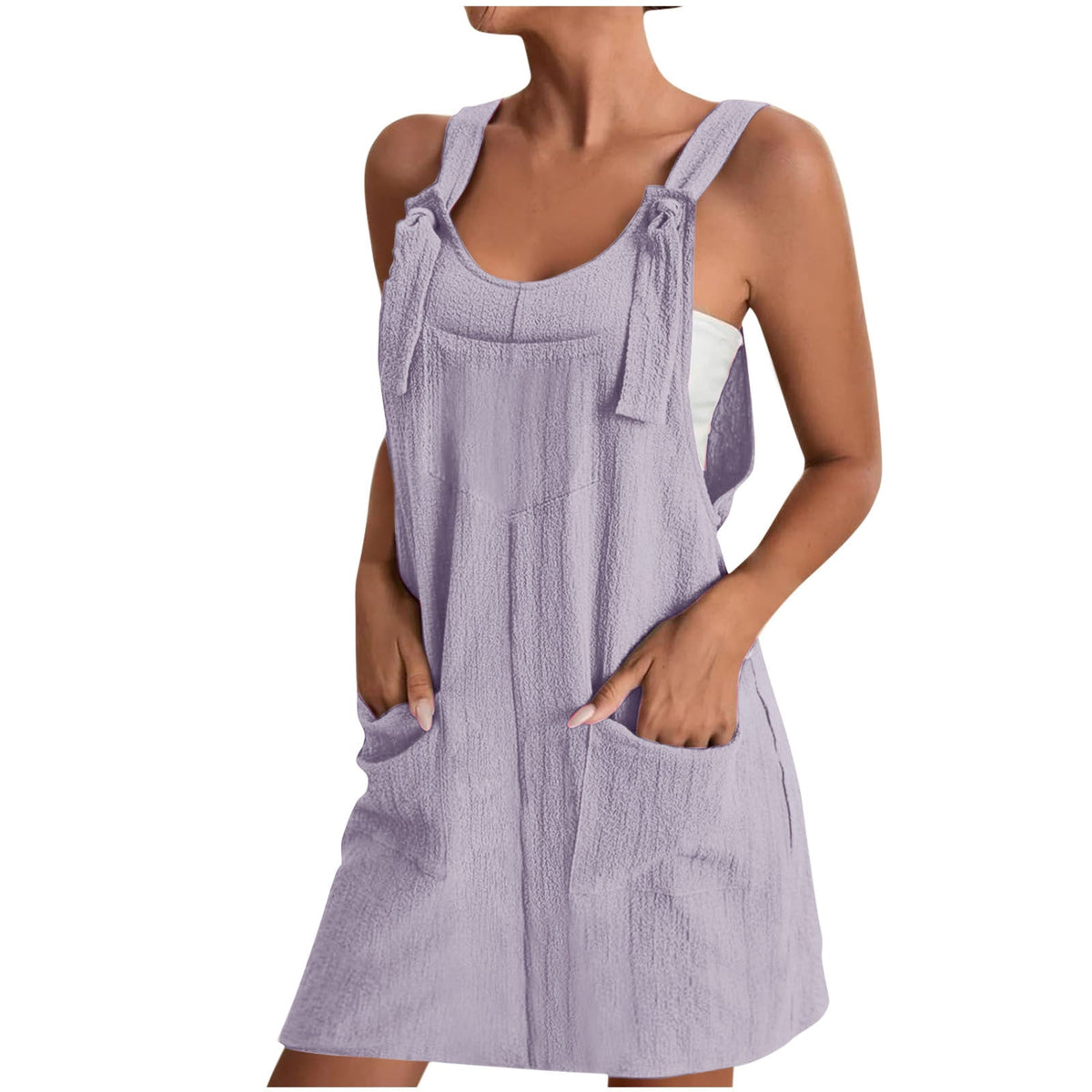 Women's Casual Jumpsuit with Pockets and Adjustable Straps