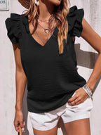 Women's Ruffled V-Neck Blouse