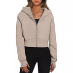 Women's Cropped Hooded Jacket with Zipper