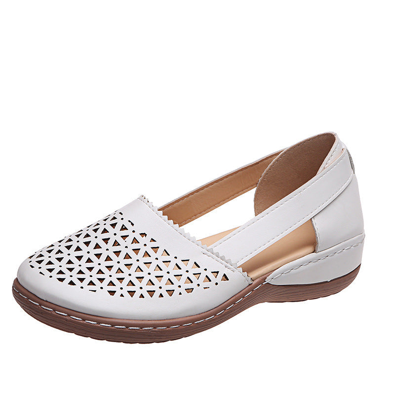 Women's Breathable Ballet Flats with Decorative Perforated Pattern