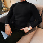 Women's Elegant Long-Sleeve Shirt with Textured Fabric and High Collar