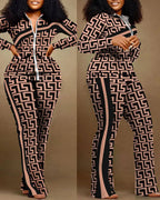 Denim-Style Tracksuit Set with Zipper