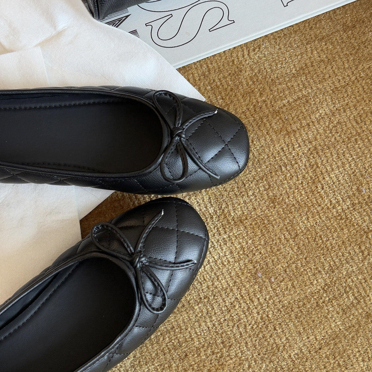 Women's Plaid Ballet Flats with Decorative Bow