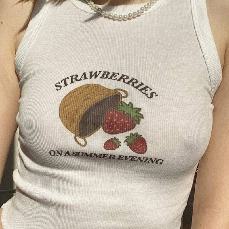 Women's Sleeveless Top with Strawberry Print