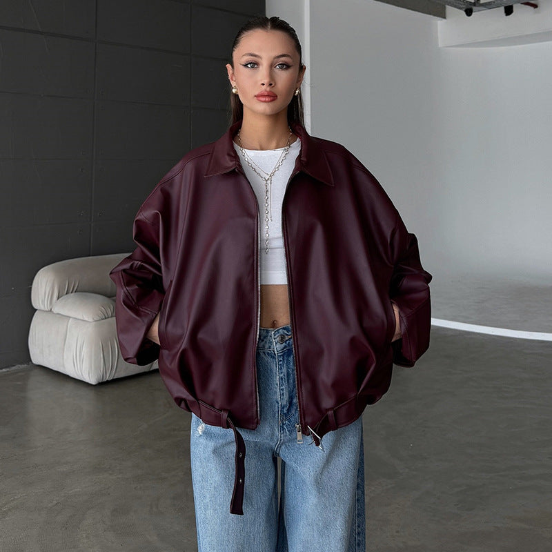 Elegant Faux Leather Jacket