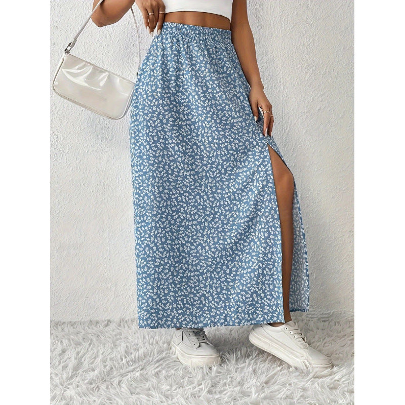 Women's Floral Maxi Skirt with Side Slit