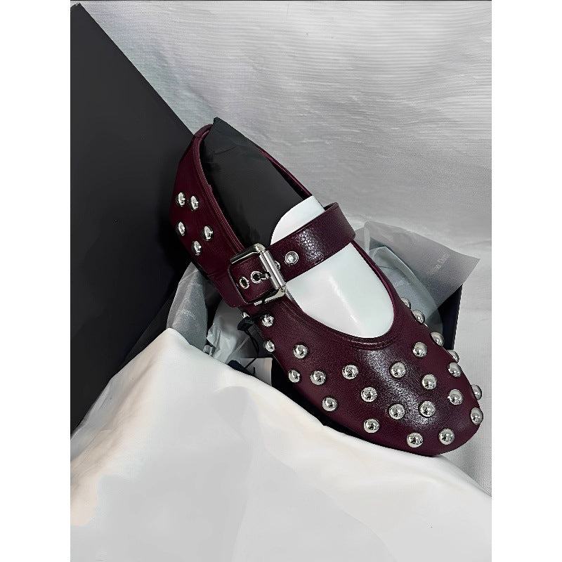 Women's Ballet Flats with Decorative Metallic Studs