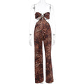 Women's Jumpsuit with Leopard Print and Refined Back Cutout