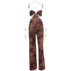 Women's Jumpsuit with Leopard Print and Refined Back Cutout