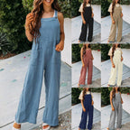 Women's Casual Overall with Pockets and Wide Leg