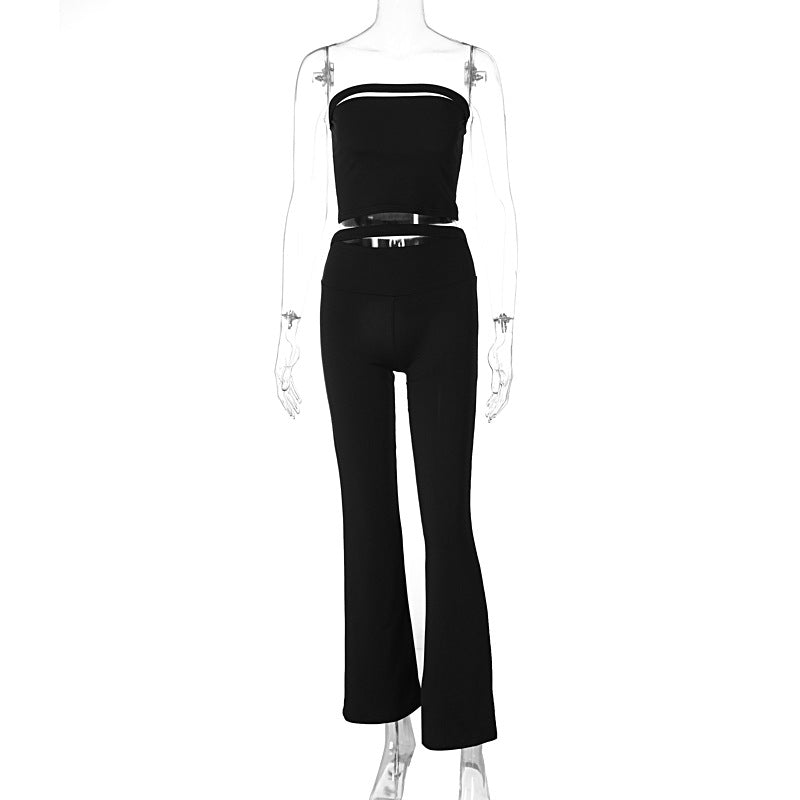 Women's Fashionable Two-Piece Set with Flared Leggings