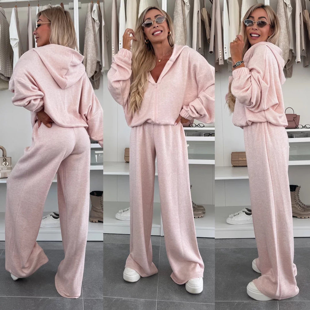 Elegant Fleece Jumpsuit with High Collar and Full-Length Zipper