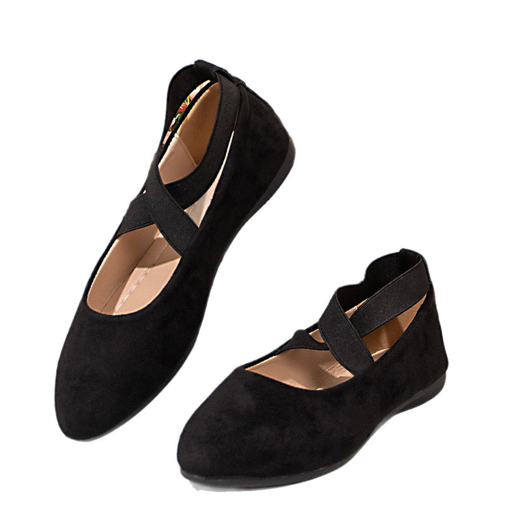 Women's Ballet Flats with Elegant Cross-Strap and Soft Lining
